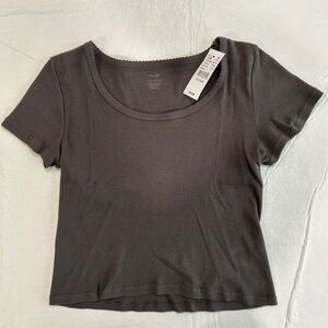 Brandy Melville Gray Women's Ribbed Top